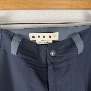 Marni Technical Nylon Jogger Pants Navy Grey Stripe Made in Italy Size 44